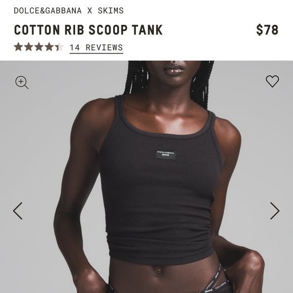 Dolce & Gabbana x SKIMS Cotton Rib Tank Onyx Small - Picture 1 of 4